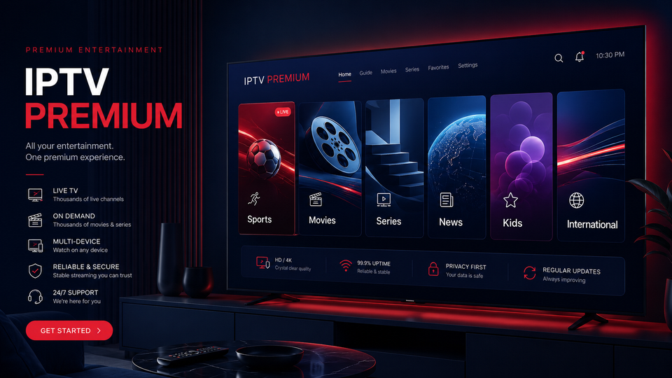 Check IPTV Premium channel categories and content on Smart TV