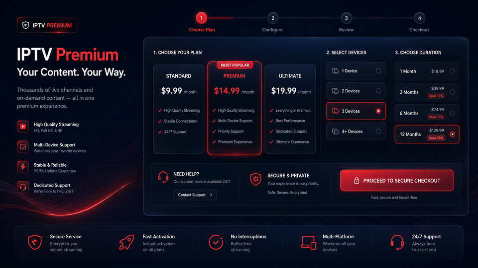 IPTV Premium with transparent pricing and setup support