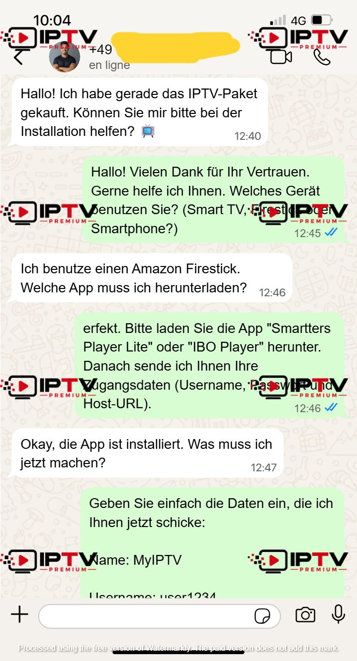 Anonymisierter WhatsApp Support Screenshot 01