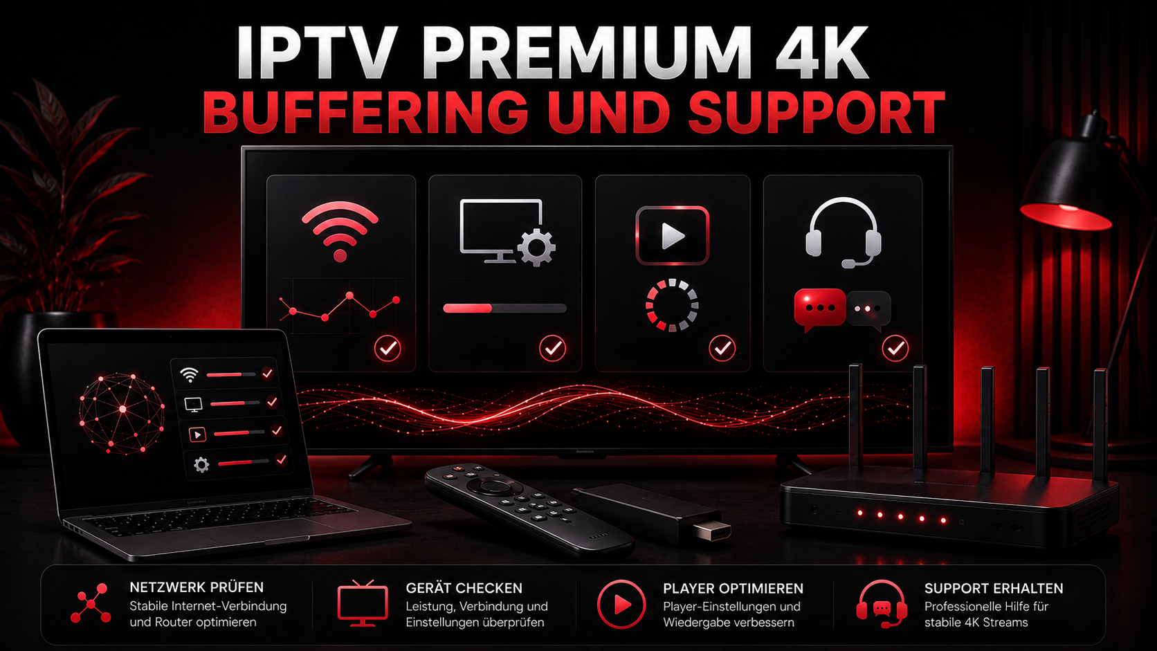 IPTV Premium 4K Buffering Probleme und Support prüfen
